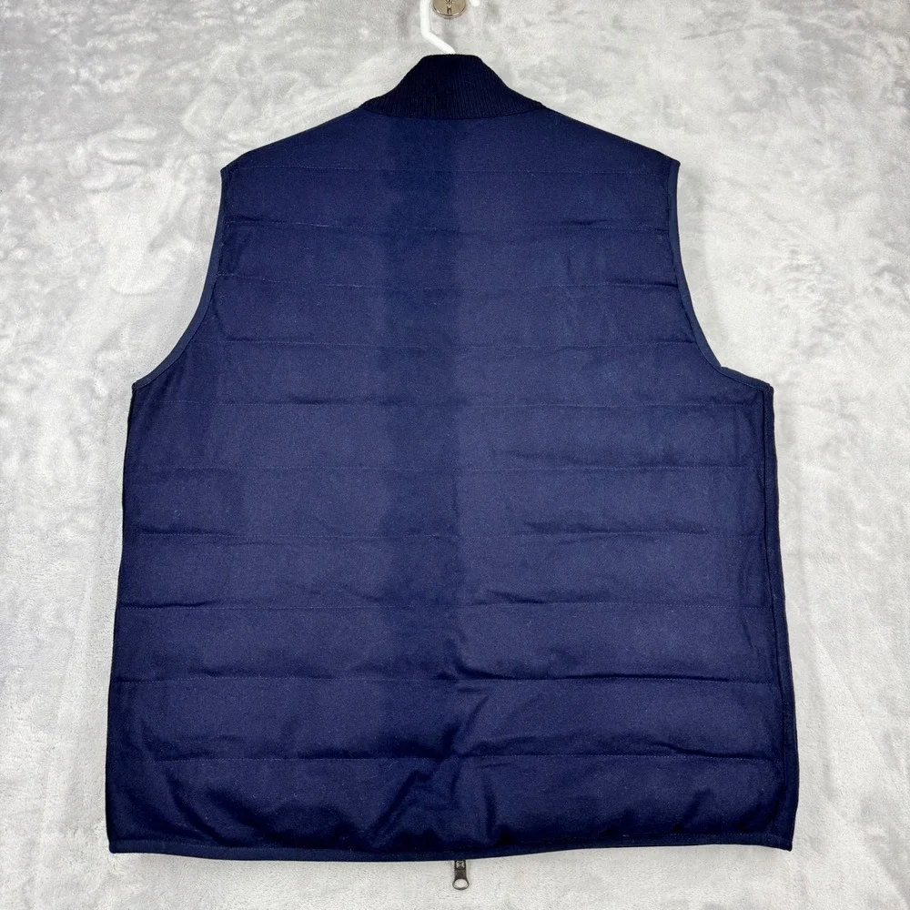 COLLARS & CO Regent Reversible Quilted Wool Vest Mens M Navy Blue Puffer NWOT